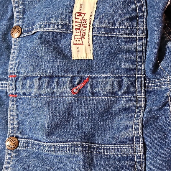 Vtg Big Mac Denim Jean Bib Overalls Sz 36 x 28 Square Bak Mens Cargo - Picture 5 of 8